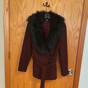 H&M Coat with Faux Fur Collar